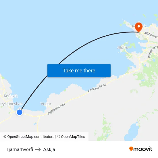 Tjarnarhverfi to Askja map