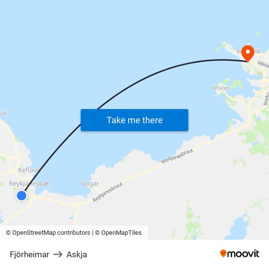 Fjörheimar to Askja map