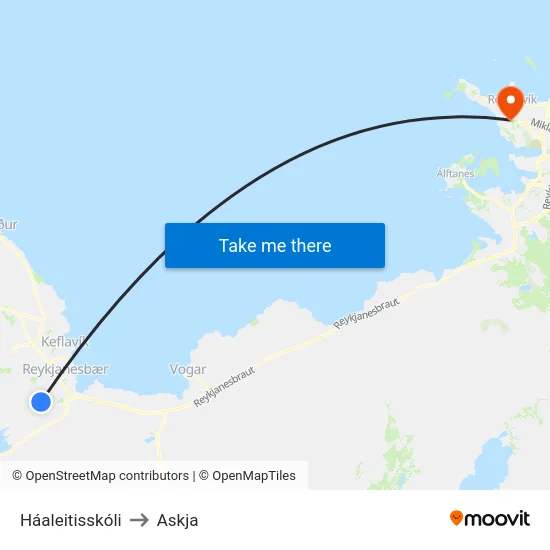 Háaleitisskóli to Askja map