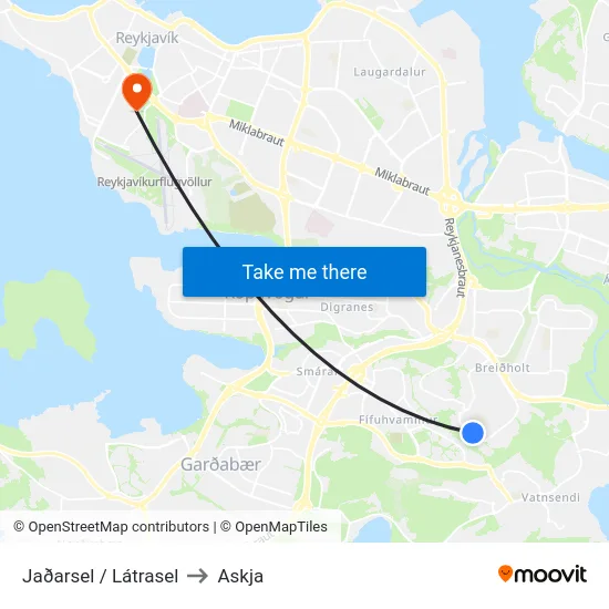 Jaðarsel / Látrasel to Askja map