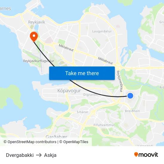 Dvergabakki to Askja map