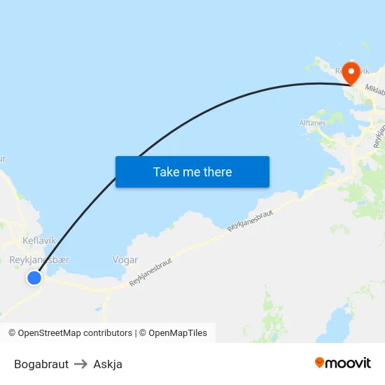 Bogabraut to Askja map