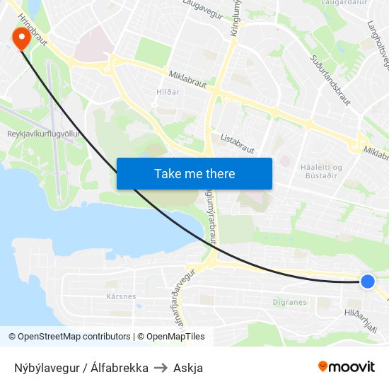 Nýbýlavegur / Álfabrekka to Askja map