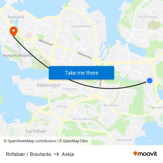 Rofabær / Brautarás to Askja map