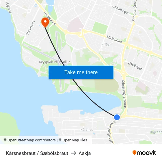 Kársnesbraut / Sæbólsbraut to Askja map