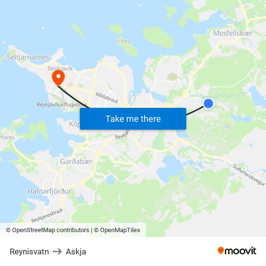 Reynisvatn to Askja map