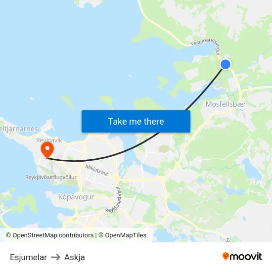Esjumelar to Askja map