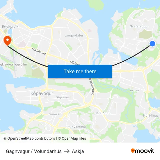 Gagnvegur / Völundarhús to Askja map