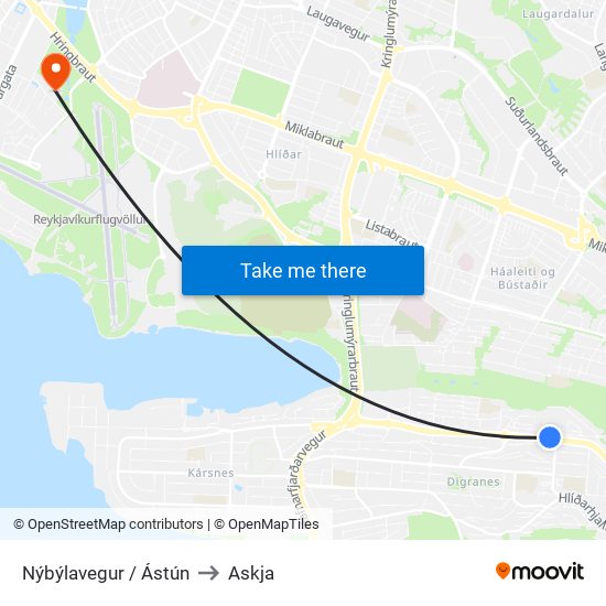 Nýbýlavegur / Ástún to Askja map
