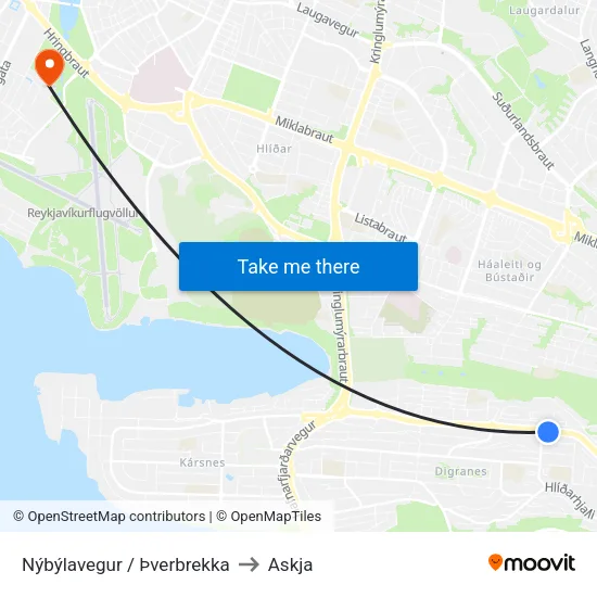 Nýbýlavegur / Þverbrekka to Askja map
