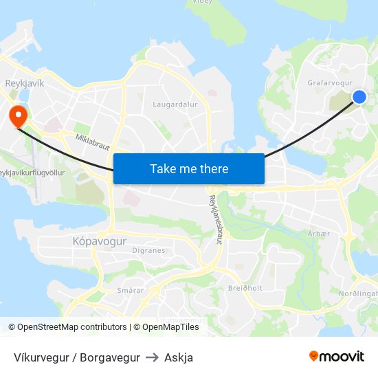 Víkurvegur / Borgavegur to Askja map