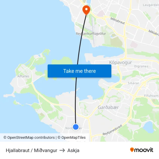 Hjallabraut / Miðvangur to Askja map