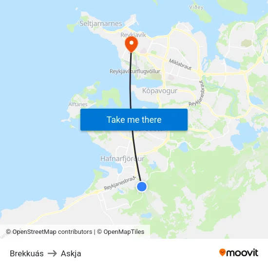 Brekkuás to Askja map
