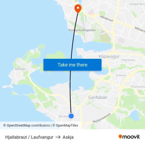 Hjallabraut / Laufvangur to Askja map