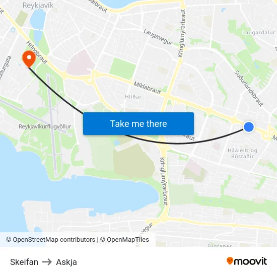 Skeifan to Askja map