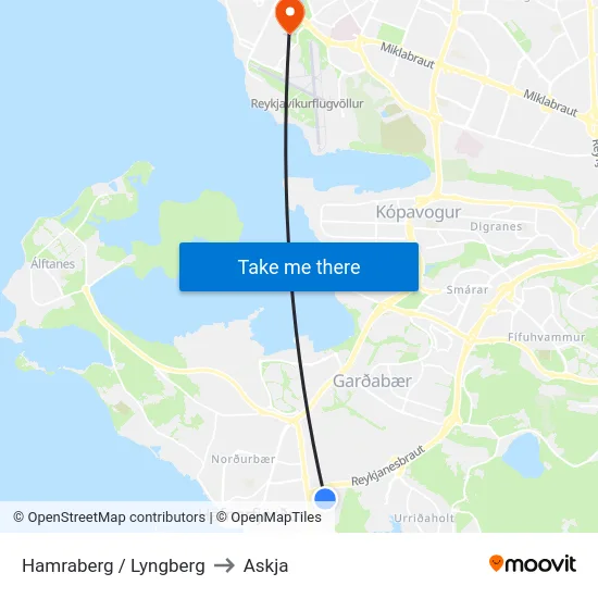 Hamraberg / Lyngberg to Askja map