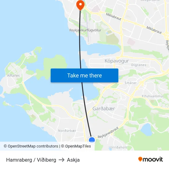 Hamraberg / Víðiberg to Askja map