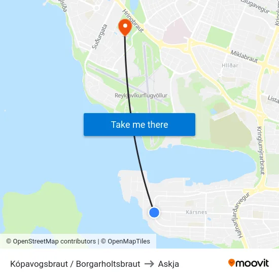Kópavogsbraut / Borgarholtsbraut to Askja map