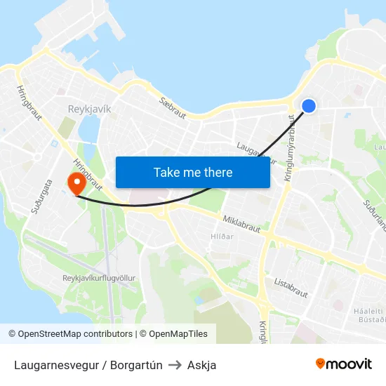 Laugarnesvegur / Borgartún to Askja map