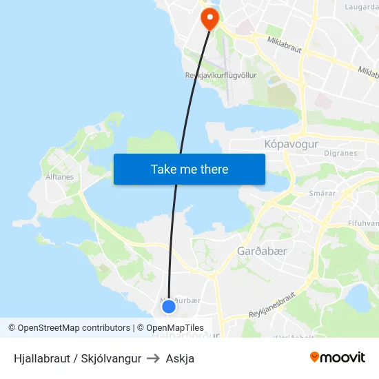 Hjallabraut / Skjólvangur to Askja map