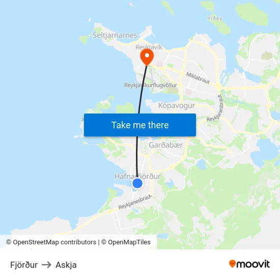 Fjörður to Askja map
