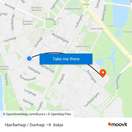 Hjarðarhagi / Dunhagi to Askja map