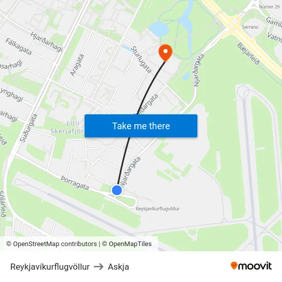 Reykjavíkurflugvöllur to Askja map