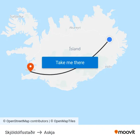 Skjöldólfsstaðir to Askja map