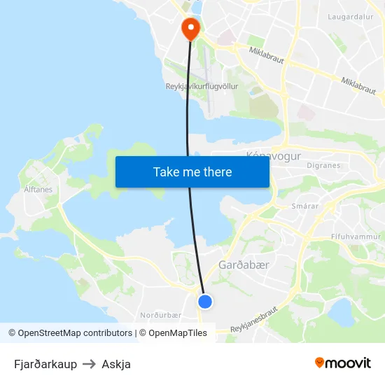 Fjarðarkaup to Askja map