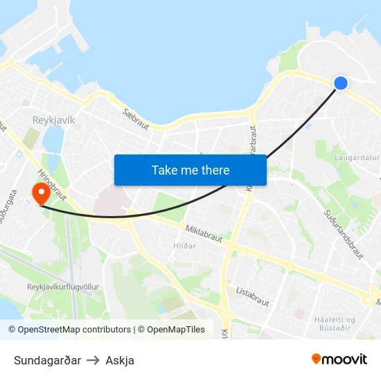 Sundagarðar to Askja map