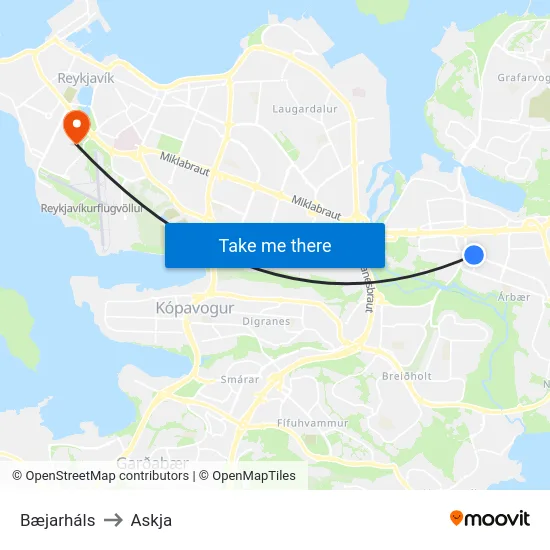 Bæjarháls to Askja map