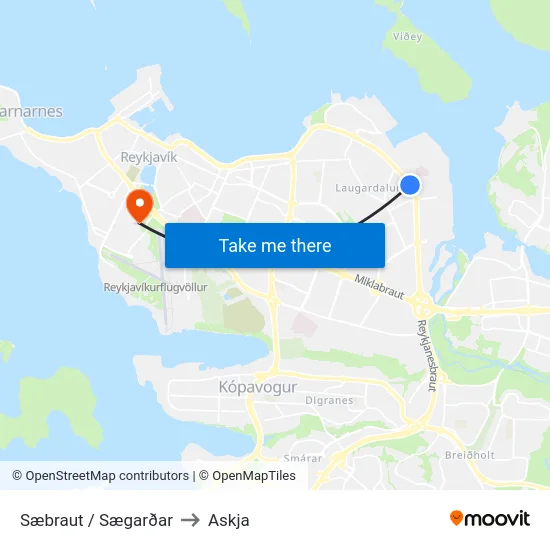 Sæbraut / Sægarðar to Askja map