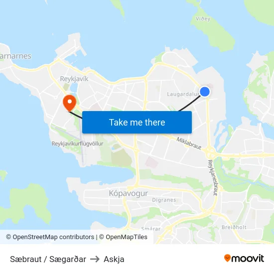 Sæbraut / Sægarðar to Askja map