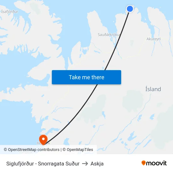Siglufjörður - Snorragata Suður to Askja map