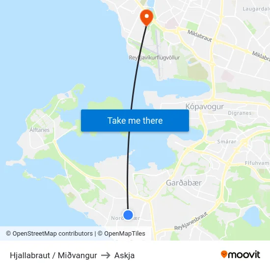 Hjallabraut / Miðvangur to Askja map