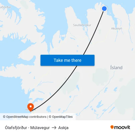 Ólafsfjörður - Múlavegur to Askja map