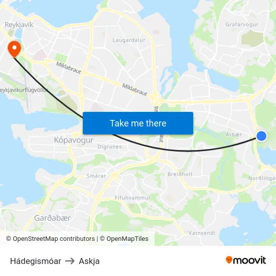 Hádegismóar to Askja map