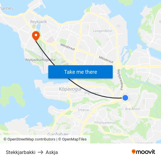 Stekkjarbakki to Askja map