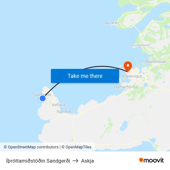 Íþróttamiðstöðin Sandgerði to Askja map
