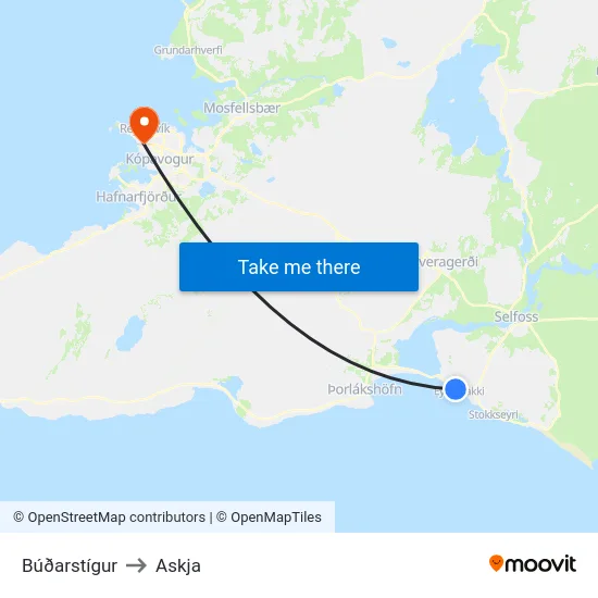 Búðarstígur to Askja map