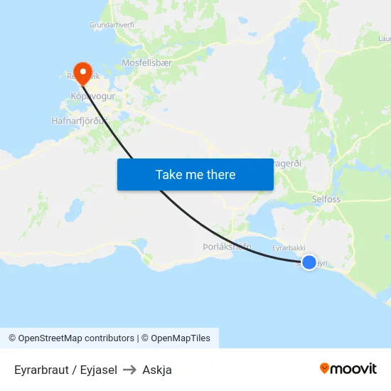 Eyrarbraut / Eyjasel to Askja map