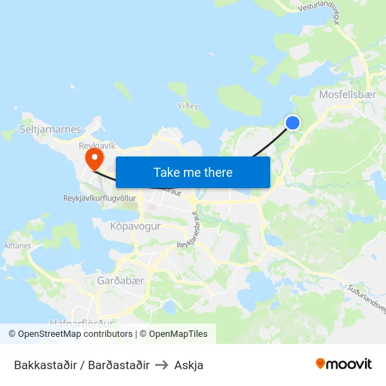 Bakkastaðir / Barðastaðir to Askja map