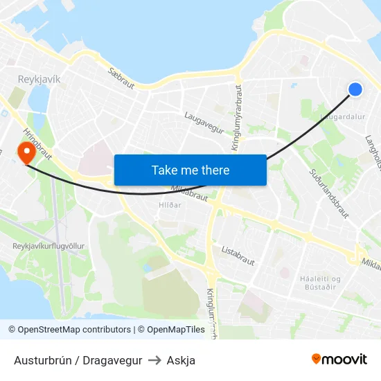 Austurbrún / Dragavegur to Askja map