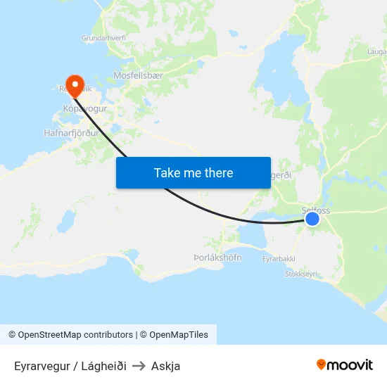 Eyrarvegur / Lágheiði to Askja map