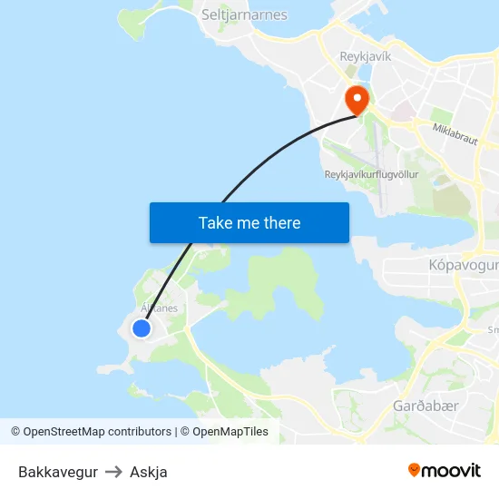 Bakkavegur to Askja map