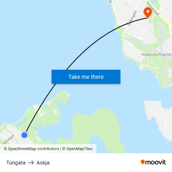 Túngata to Askja map