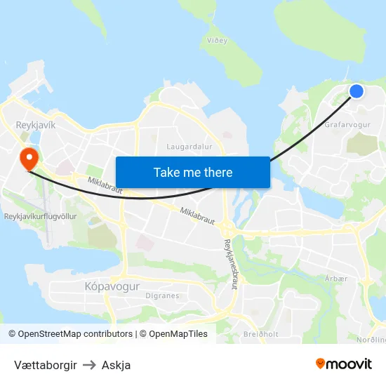 Vættaborgir to Askja map