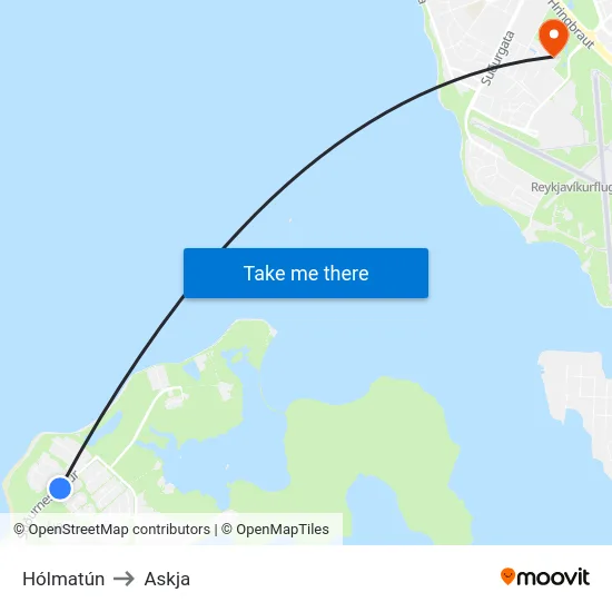 Hólmatún to Askja map