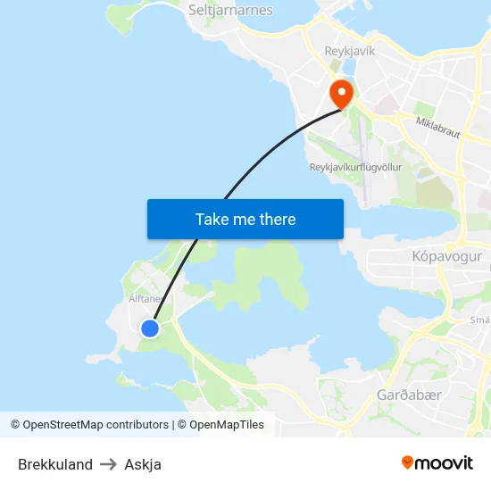 Brekkuland to Askja map