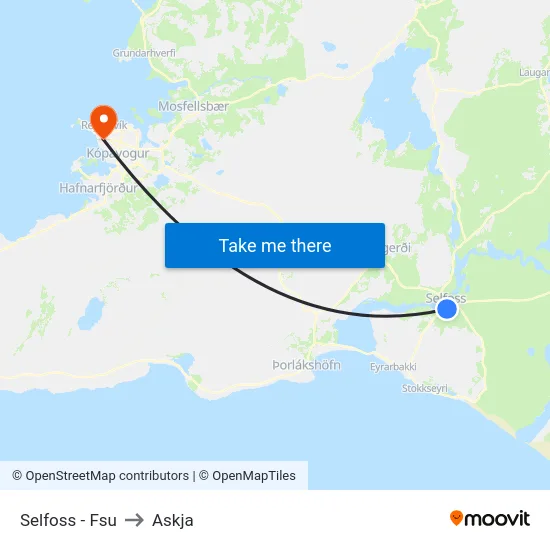 Selfoss - Fsu to Askja map
